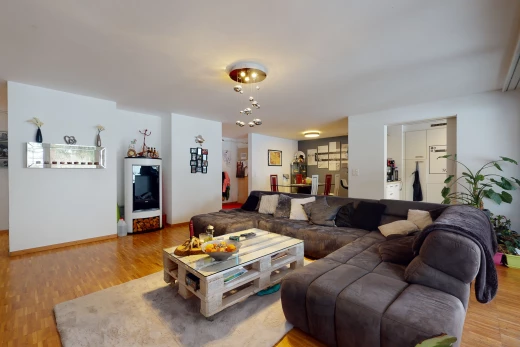view of hardwood floored living room