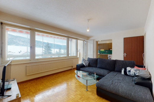 salon avec parquet, lumière naturelle, et radiateur