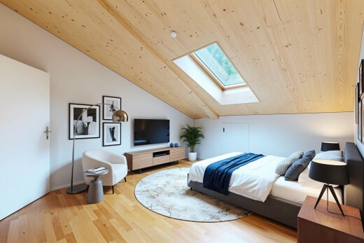 pièce vide avec sol en finition bois, wood finish floor, inside property, puits de lumière, et cloison sèche