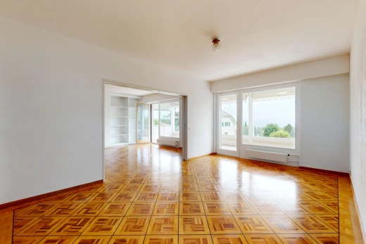 pièce vide avec parquet et lumière naturelle