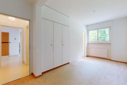 pièce vide avec moquette, lumière naturelle, et radiateur