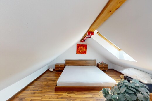 zimmer / schlafzimmer mit dachfenster, zusätzliches zimmer, inside property, vaulted ceiling, und dachschräge
