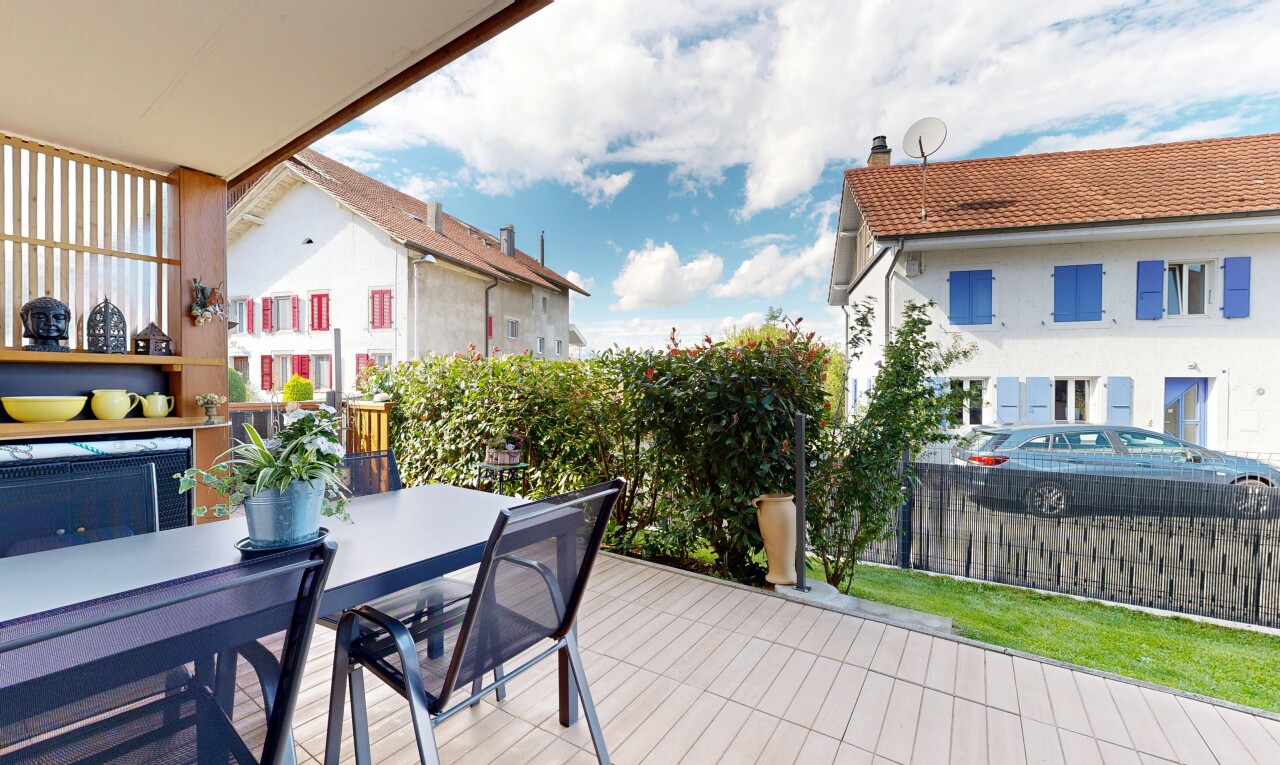 terrace with outdoor dining area and a patio