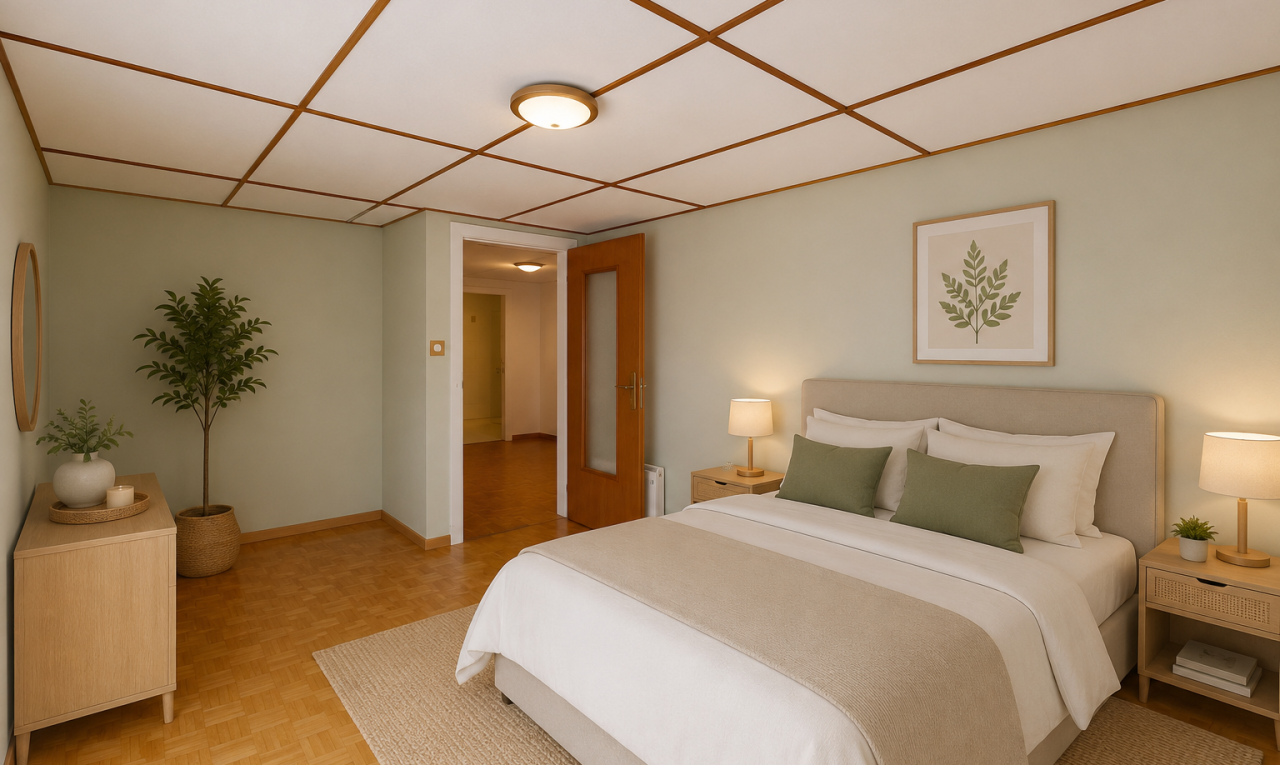 pièce vide avec drywall, cloison sèche, baseboards wall, plinthes murales, et parquet floor