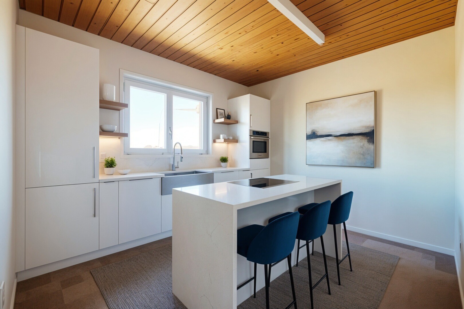 kitchen featuring under cabinet range hood, white appliances, a sink, white cabinetry, and backsplash