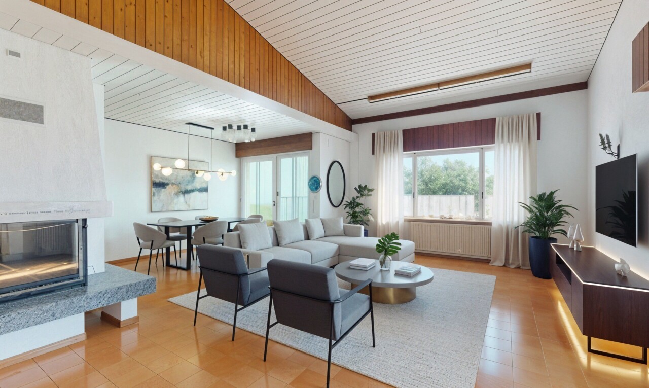 living area featuring radiator and a fireplace with raised hearth
