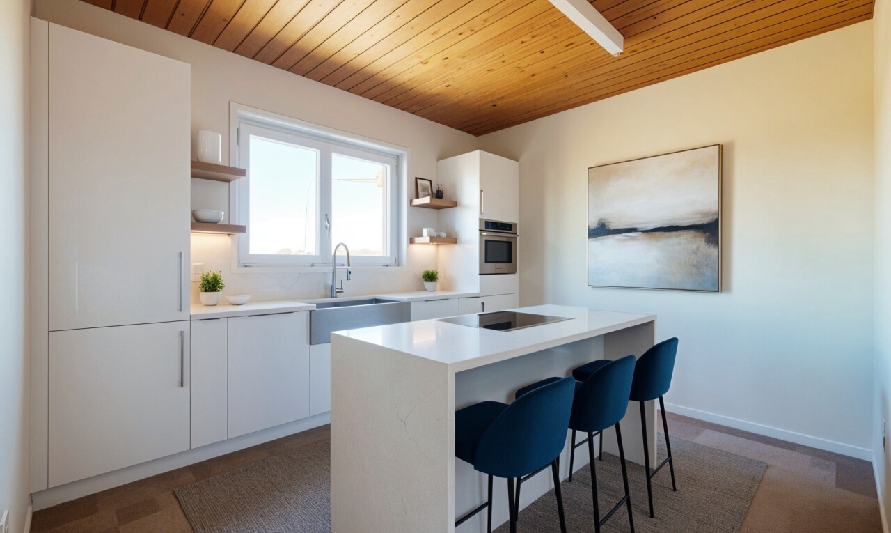 kitchen featuring under cabinet range hood, white appliances, a sink, white cabinetry, and backsplash