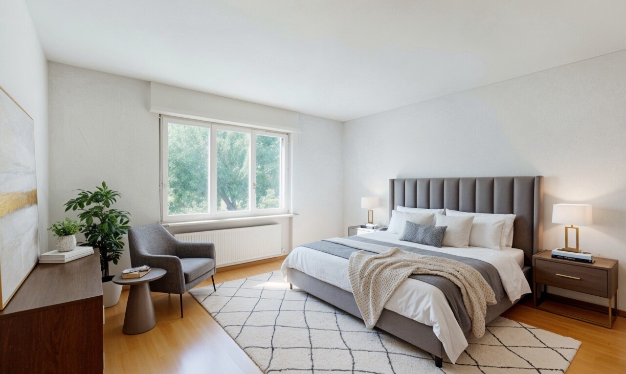 room with a chandelier, light wood-style flooring, radiator heating unit, and baseboards