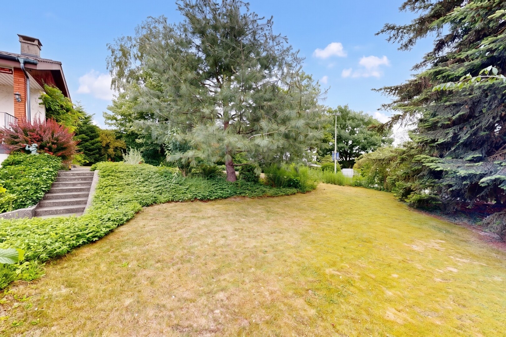 garten mit day time, rasen, waldblick, und woods view