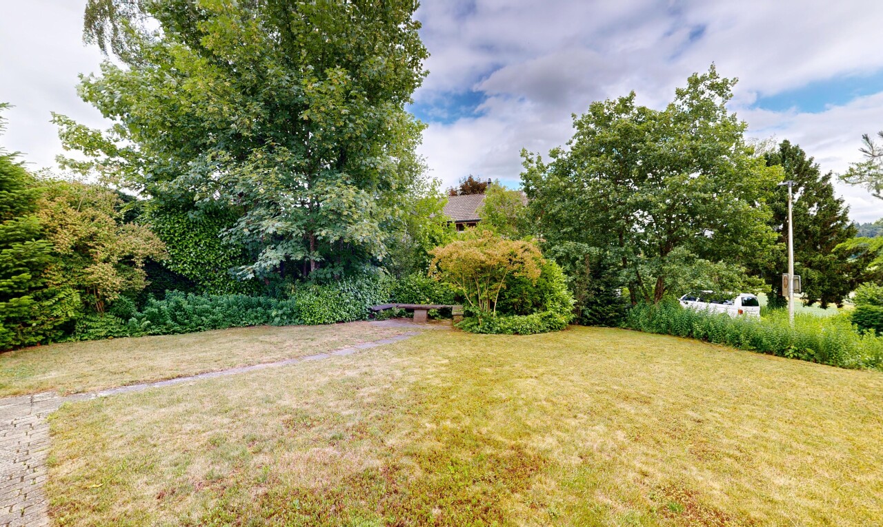 garten mit rasen, day time, waldblick, und woods view
