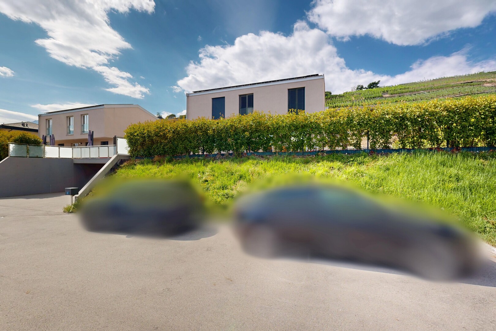 façade avec day time, bardage en stuc, orchard / agricultural view, vue sur le verger/agriculture, et property visible