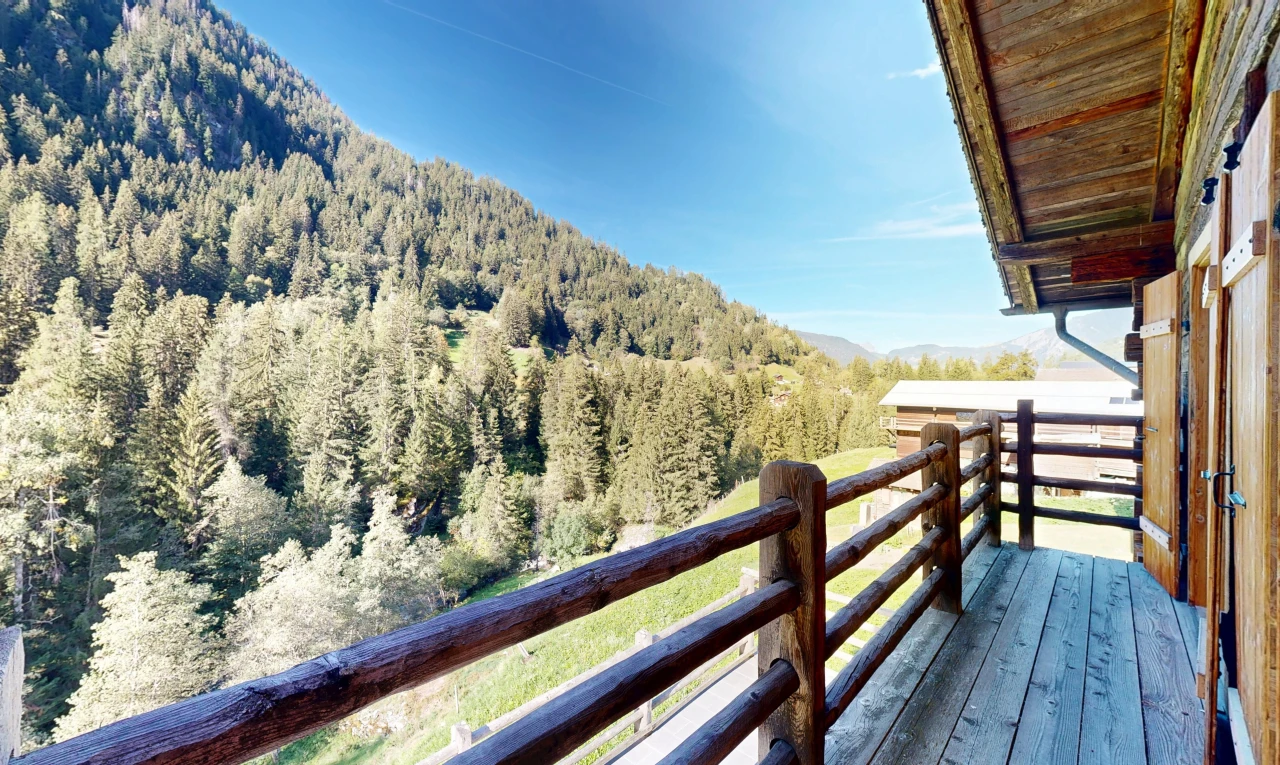 balcon avec forest view, vue sur la forêt, view focus, from property, et day time