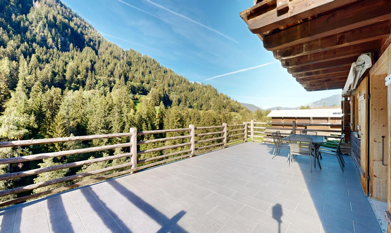 terrasse avec forest view, vue sur la forêt, view focus, day time, et from property