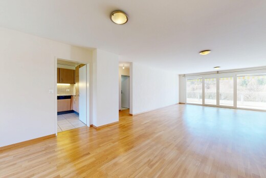 pièce vide avec sol en finition bois, wood finish floor, cloison sèche, drywall, et lumière naturelle