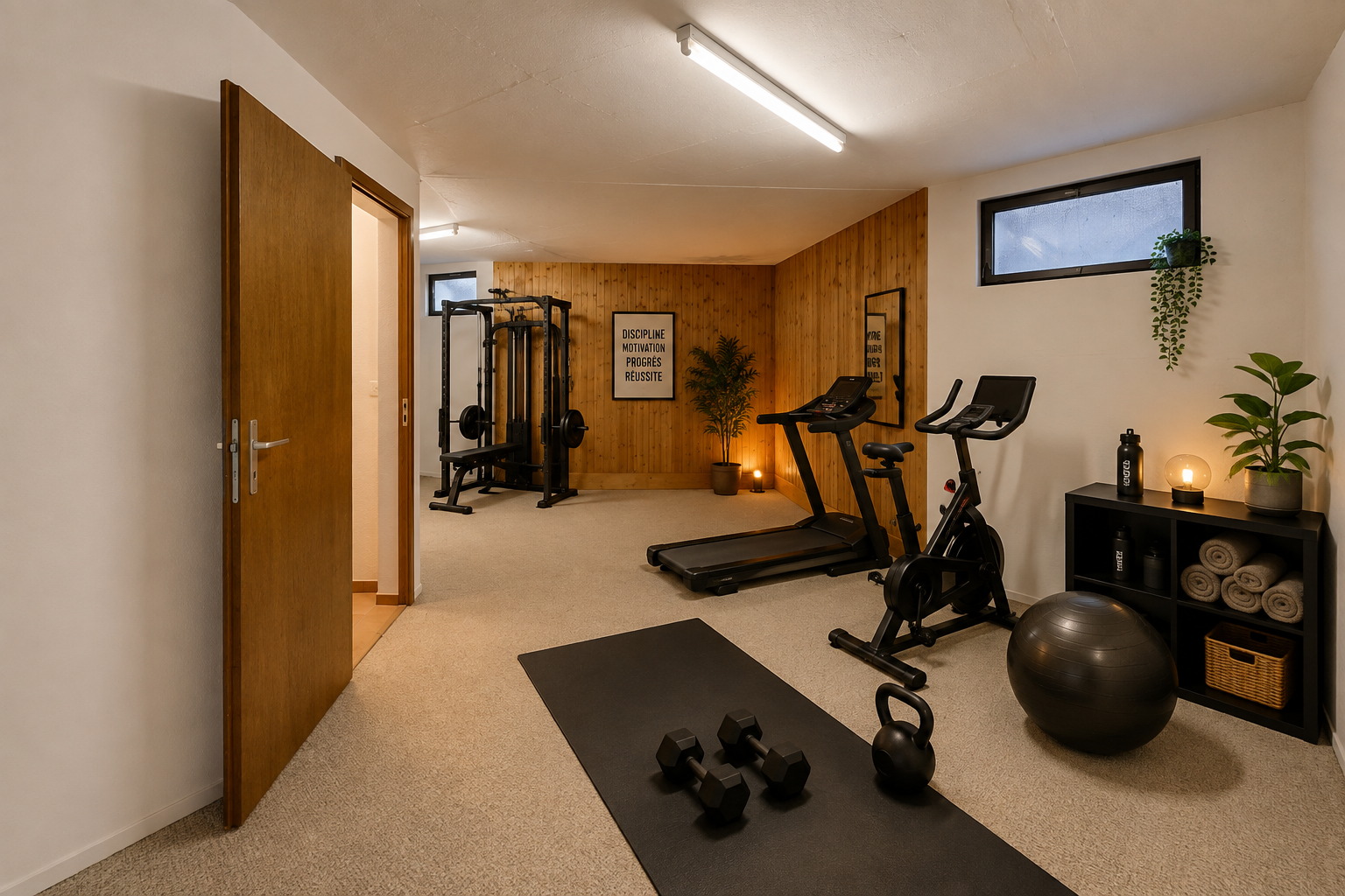 pièce vide avec low ceiling, plafond bas, drywall, cloison sèche, et carpet