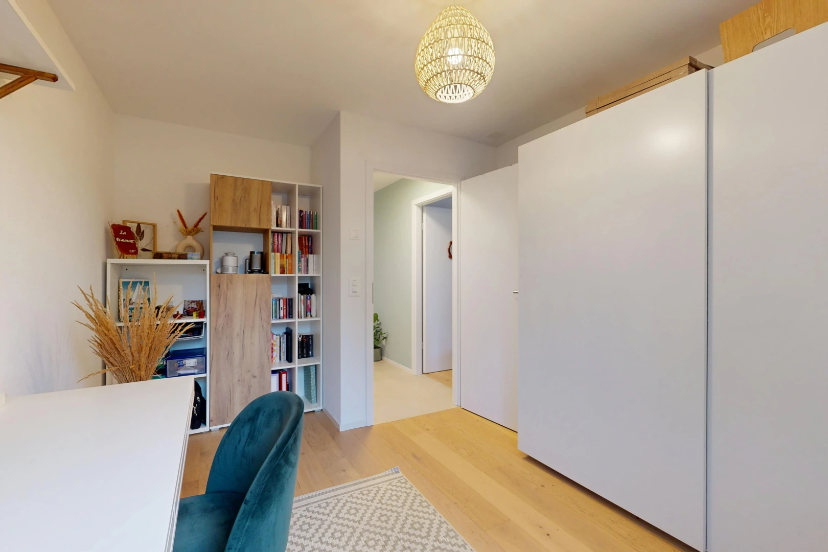 home office featuring light wood-type flooring