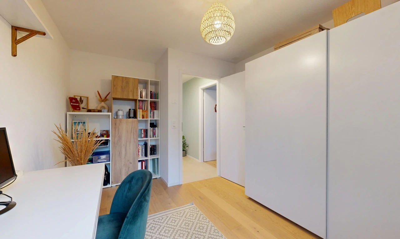 home office featuring light wood-type flooring