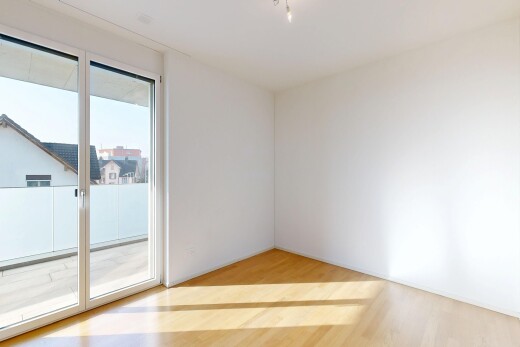 pièce vide avec lumière naturelle, natural light, sol en finition bois, wood finish floor, et cloison sèche