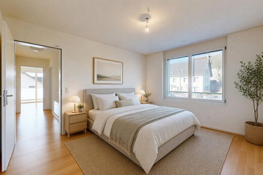 chambre avec inside property, drywall, cloison sèche, wood finish floor, et sol en finition bois