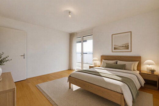 chambre avec inside property, sol en finition bois, wood finish floor, cloison sèche, et drywall