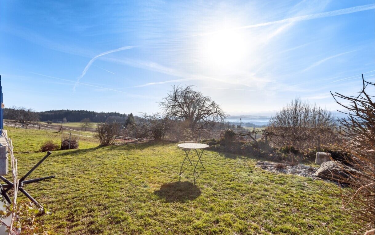 garden with a lawn and a rural view