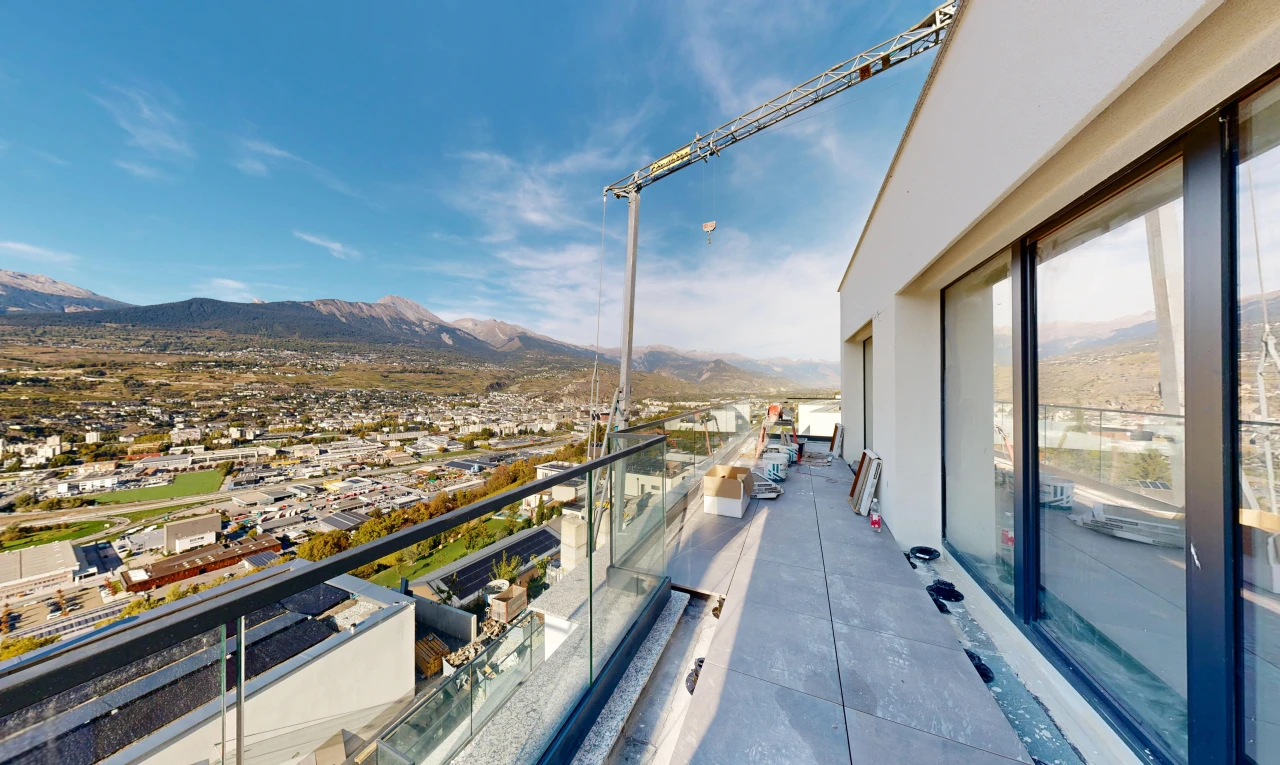 balcon avec vue sur la montagne, mountain view, balcon, day time, et from property