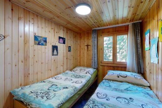 chambre avec wood wall, mur en bois, natural light, lumière naturelle, et sauna