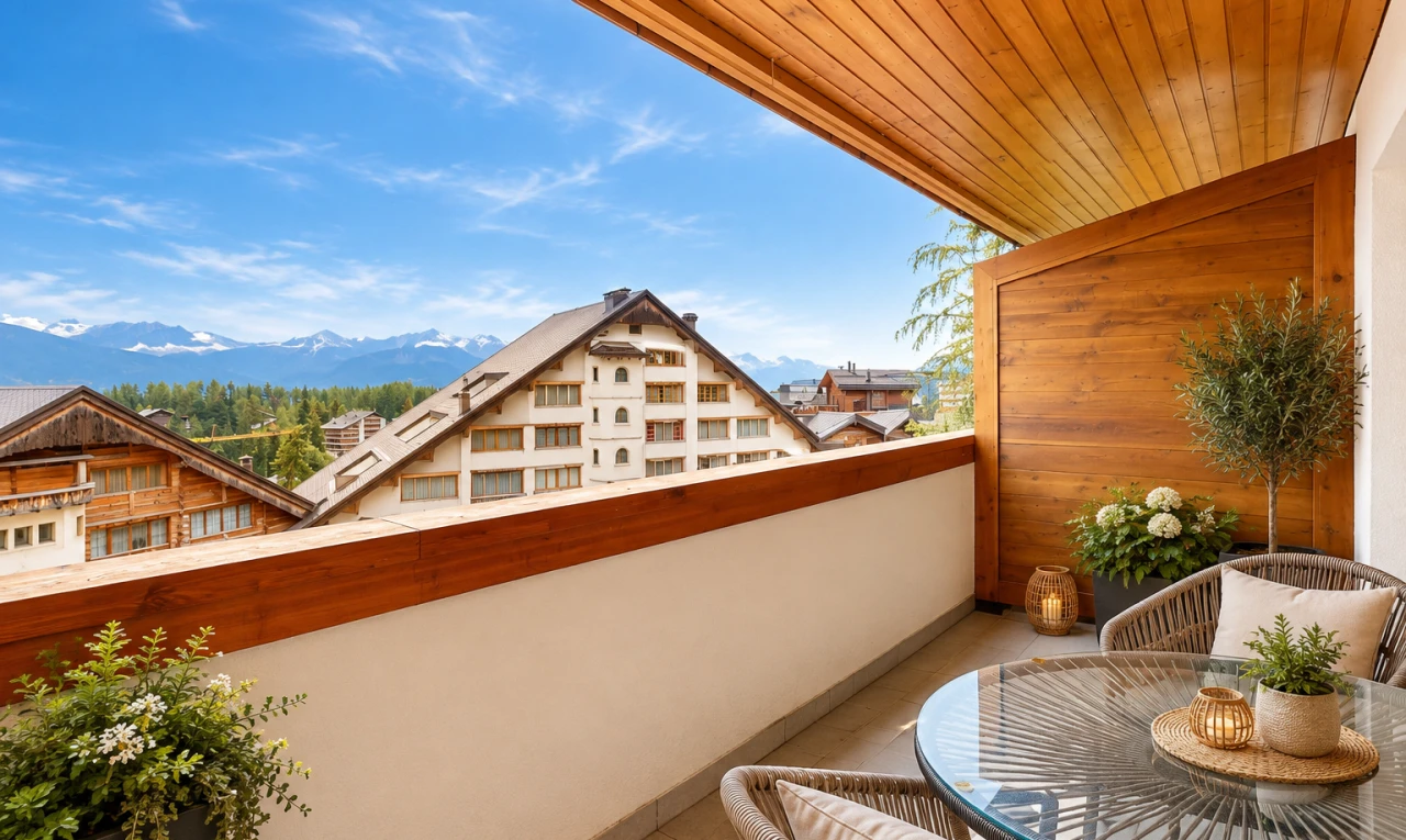 balcon avec balcon, mountain view, vue sur la montagne, day time, et view focus