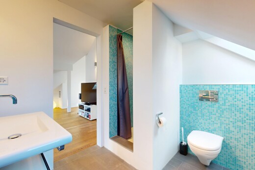 bad mit dusche, komplettes badezimmer, gipskartonwand, drywall, und fernseher