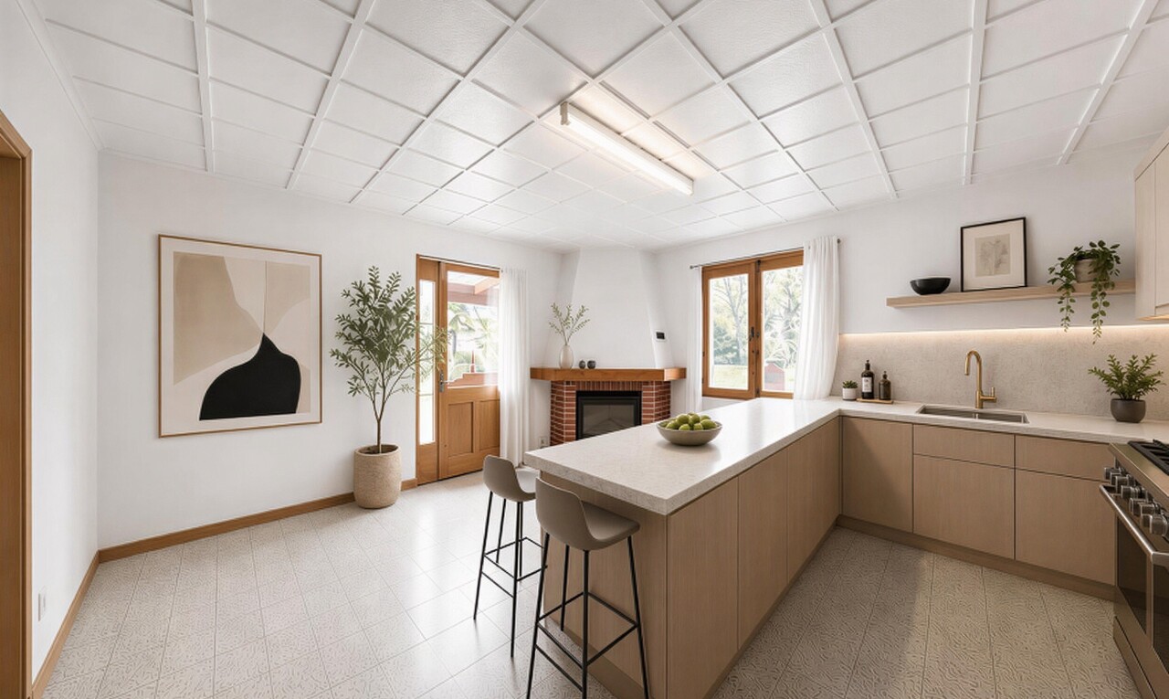 küche mit kamin, arbeitsplatten, light countertops, herd, und küchentheke