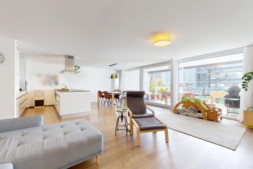 salon avec lumière naturelle, natural light, inside property, sol en finition bois, et wood finish floor