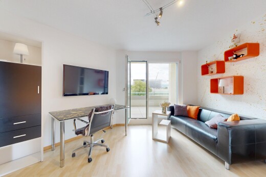 living area with light wood-style flooring