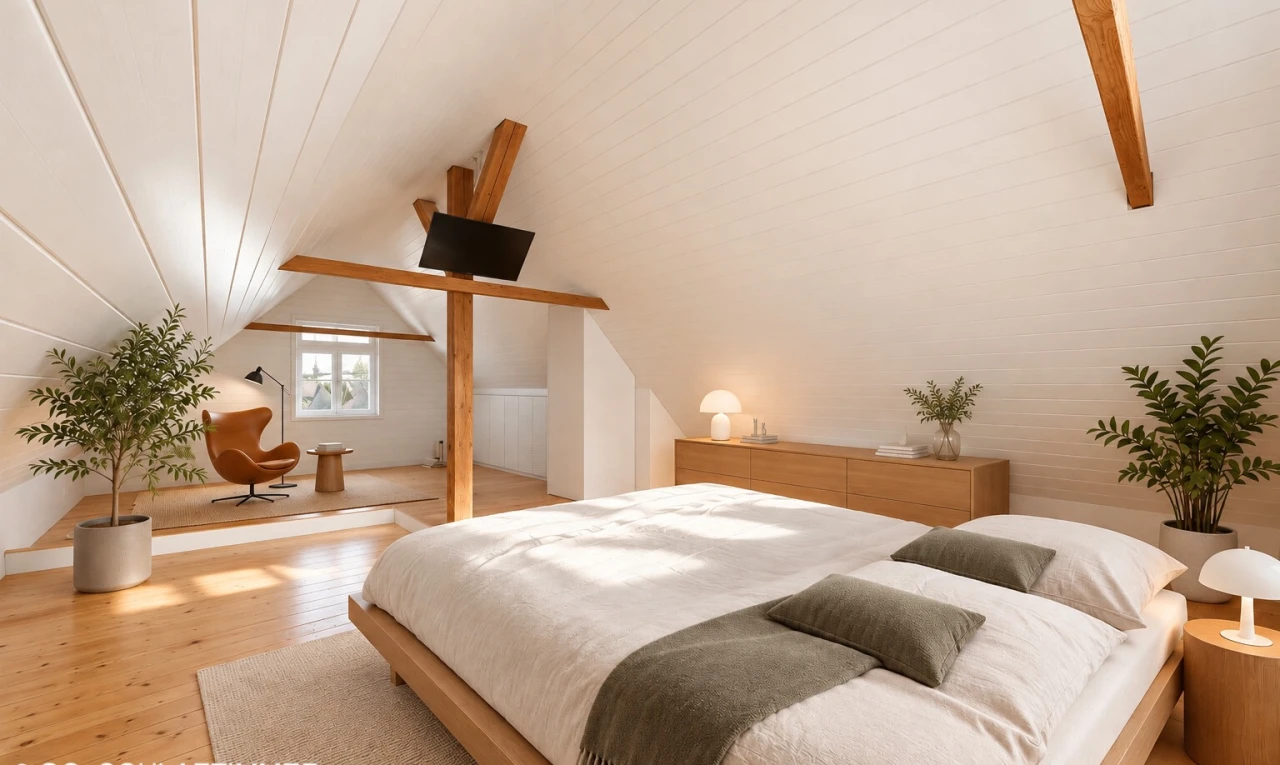 zimmer / schlafzimmer mit fernseher, natürliches licht, holzfußboden, wood finish floor, und zusätzliches zimmer