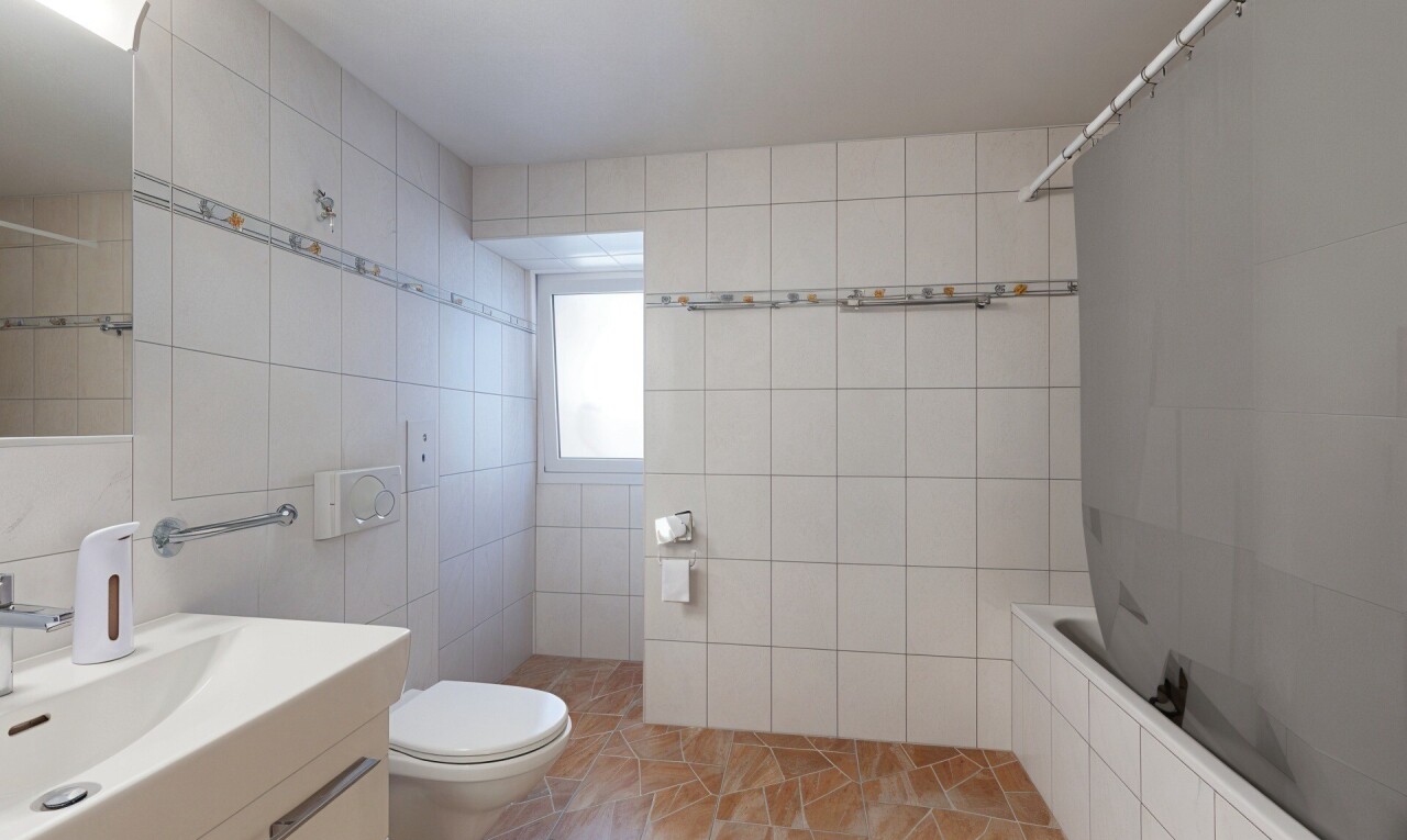 bathroom with tiled shower / bath, tile walls, and vanity