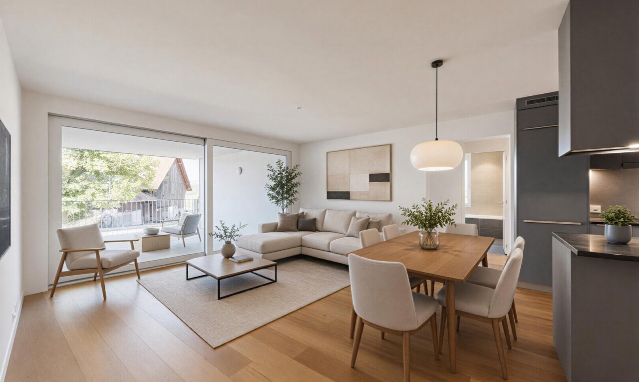 pièce vide avec inside property, light floor, sol en finition bois, wood finish floor, et lumière naturelle