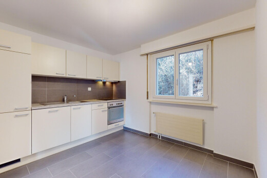 küche mit arbeitsplatten, natürliches licht, küchenrückwand beim herd, ofen, und kühler