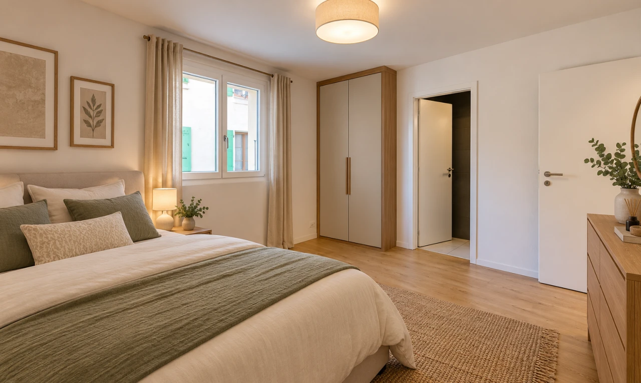 leerer raum mit drywall, gipskartonwand, inside property, wood finish floor, und holzfußboden