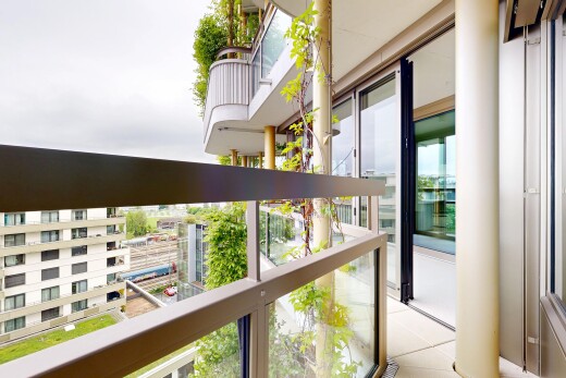 balcon avec balcon, from property, et overcast