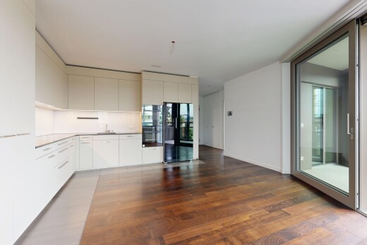 küche mit inside property, drywall, gipskartonwand, wood finish floor, und holzfußboden