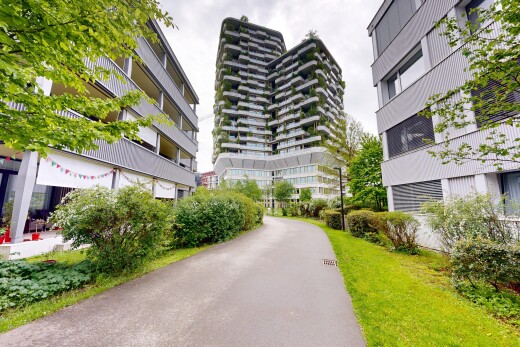 extérieur du bâtiment avec overcast, from community, vue sur le complexe d'appartements, et apartment complex view