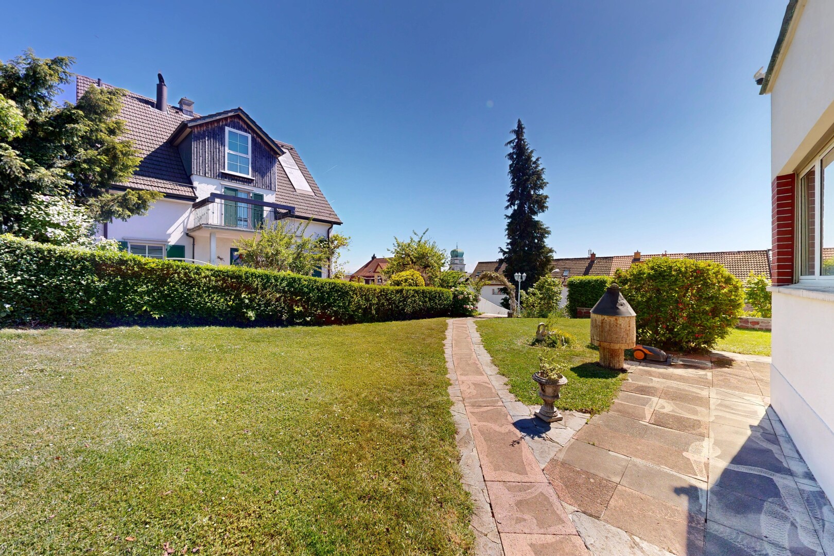garden with a lawn