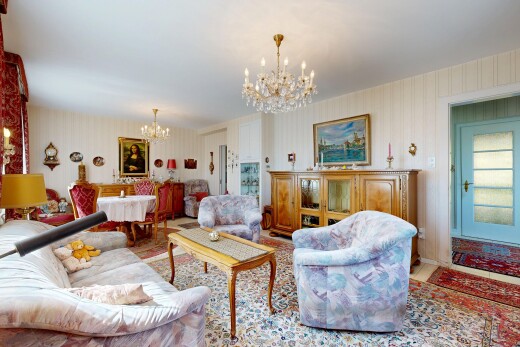 salon avec lustre remarquable et inside property