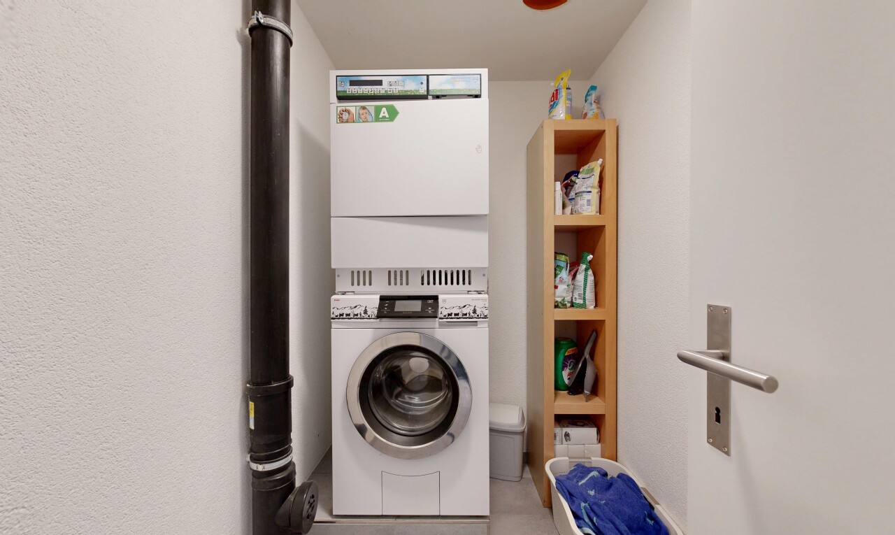 wäschekammer mit wäscherei, inside property, light floor, und waschturm