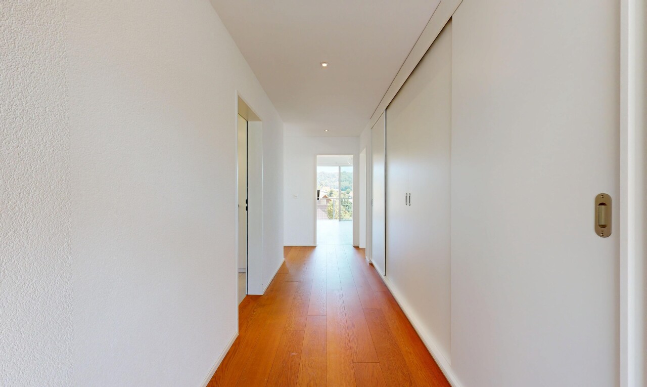 halle / korridor mit inside property, wood finish floor, holzfußboden, natural light, und natürliches licht