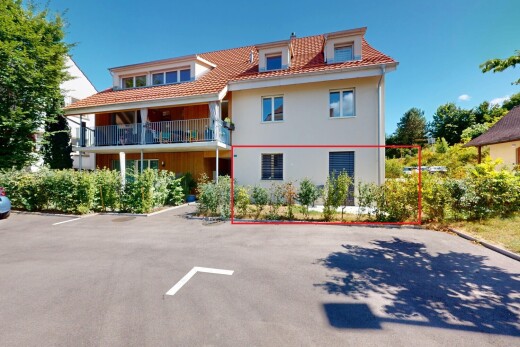 außenansicht mit dachgaube, day time, property visible, parkplatz, und stuckverkleidung