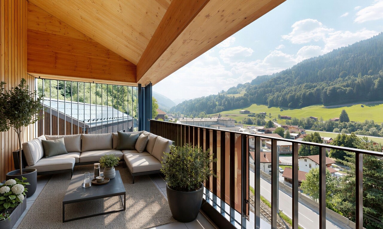 balkon mit view focus, day time, balkon, wohnraum im freien, und from property