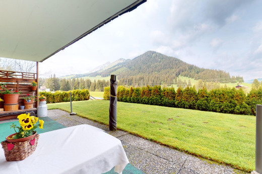 terrasse avec vue sur la montagne, mountain view, from property, pelouse, et terrasse