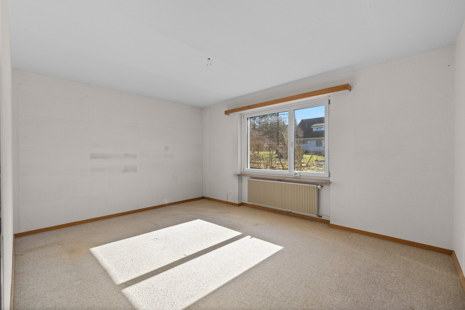 pièce vide avec day time, moquette, carpet, radiateur, et inside property