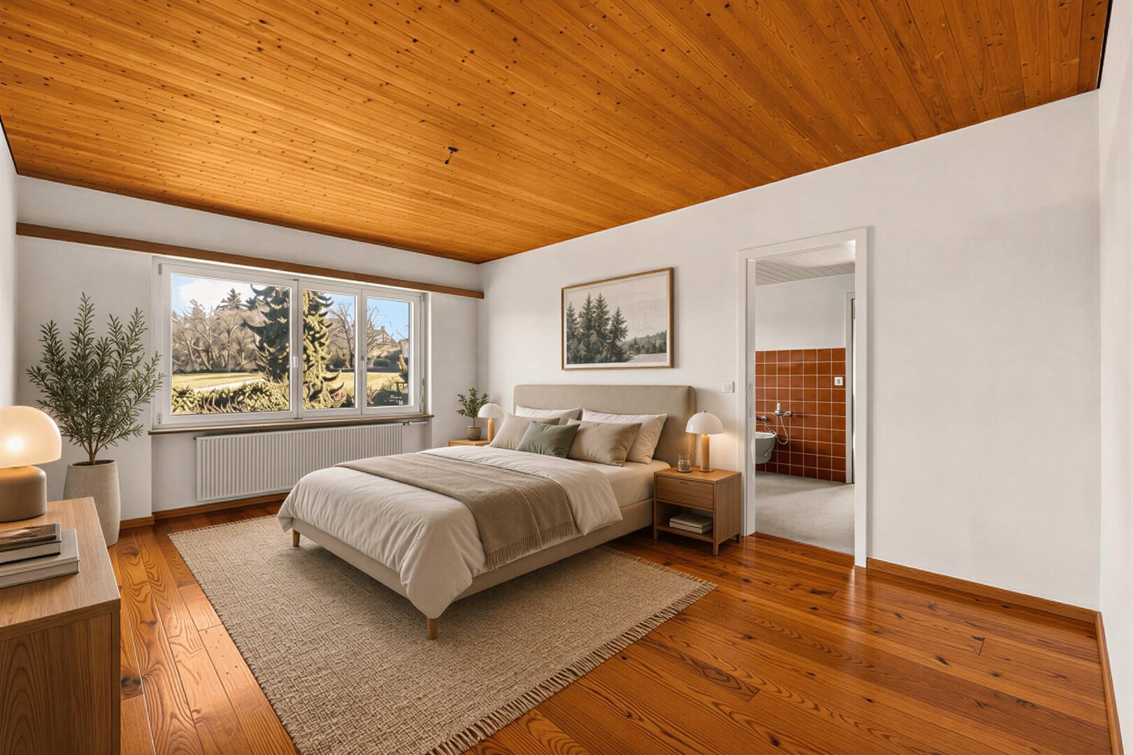 leerer raum mit day time, kühler, wood ceiling, holzdecke, und natural light