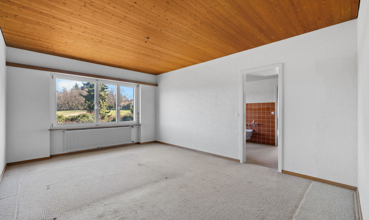 leerer raum mit day time, kühler, wood ceiling, holzdecke, und natural light